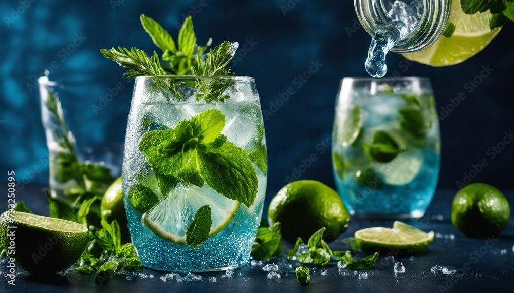 A glass of Mint Julep with lime and mint leaves A glass of Mint Julep with lime and mint leaves