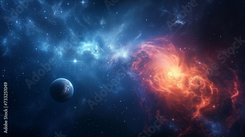 Cosmic background , night sky - Universe filled with stars, planets, nebulae and galaxies