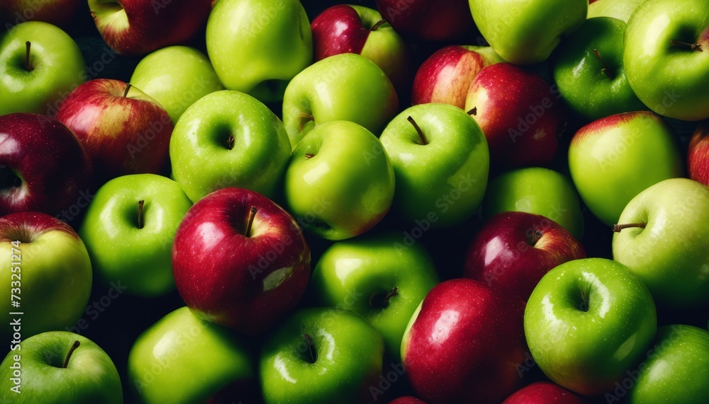 A pile of green and red apples A pile of green and red apples
