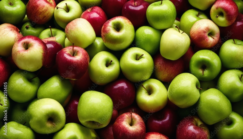 A large pile of green and red apples A large pile of green and red apples
