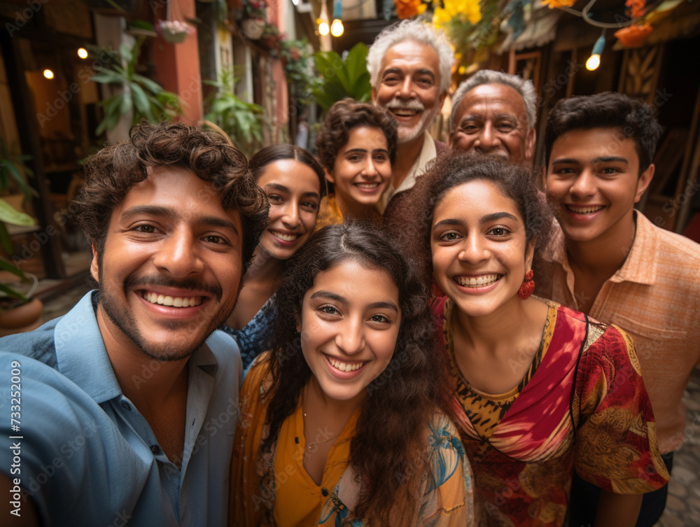 Fototapeta premium Portrait of Happy Indian and Asian Family.