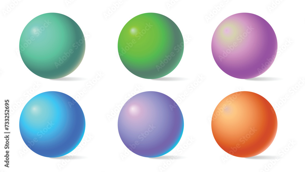 Colorful balls. 3d ball. Set of glossy spheres and balls on a white background with a shadow. Vector illustration Colorful balls. 3d ball. Set of glossy spheres and balls on a white background with a shadow. Vector illustration