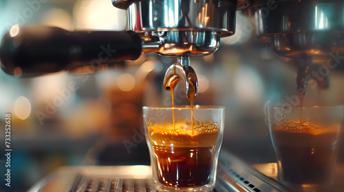 Coffee machine making fresh cup of espresso