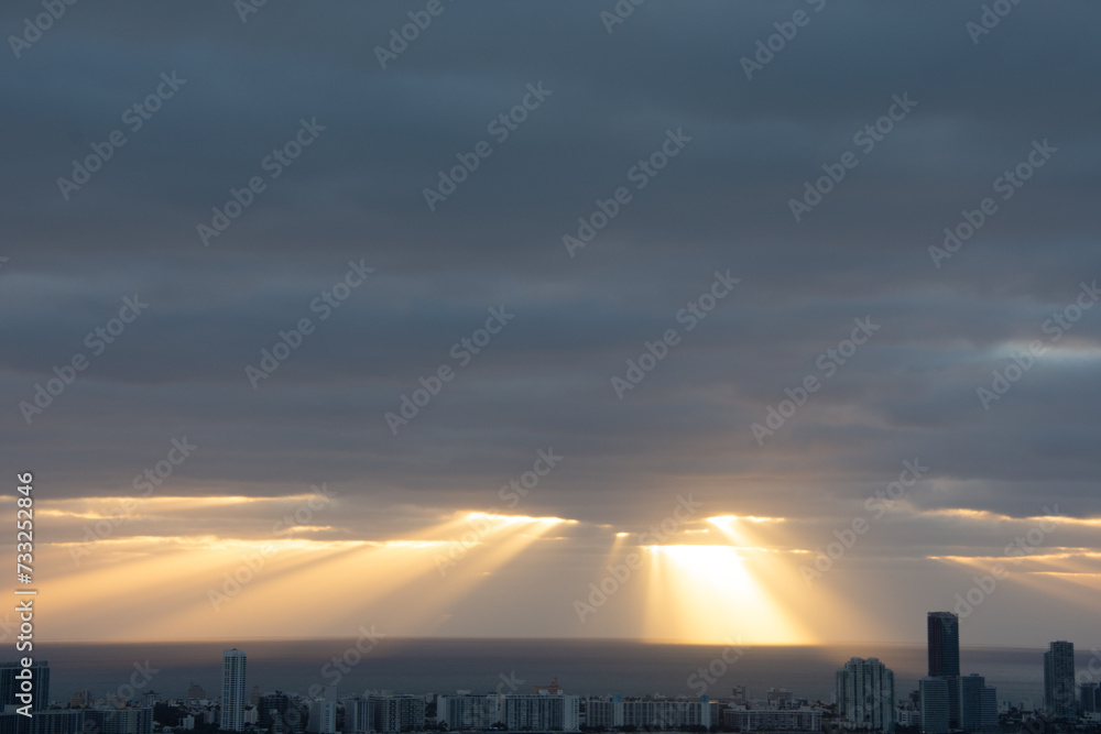 Beautiful sunrise over Miami South Beach on a winter morning