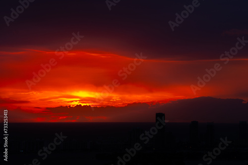 Beautiful sunrise over Miami South Beach on a winter morning