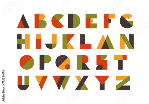 Typography font with geometric alphabet.
