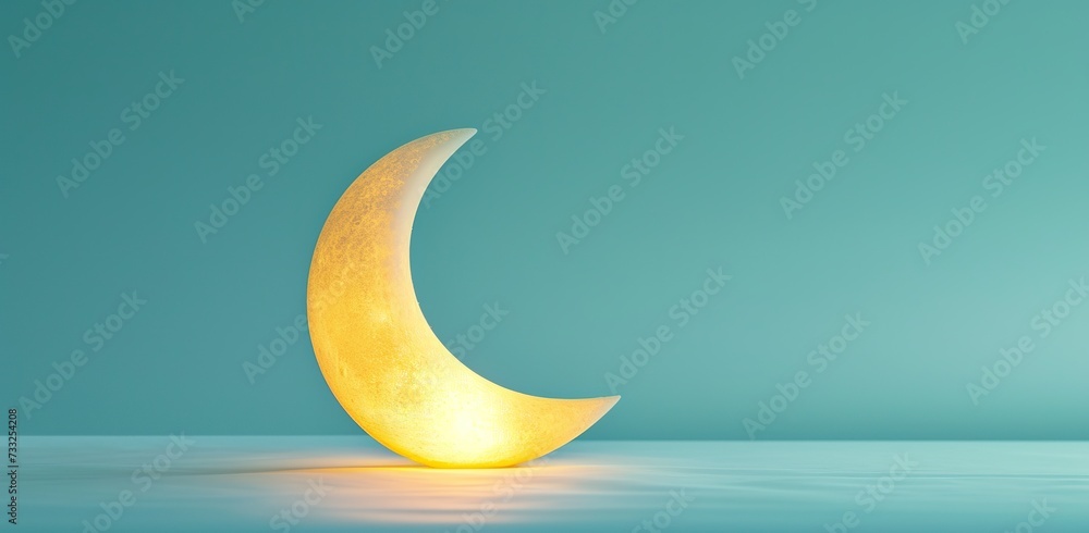 Moon shaped as a nightlight against a blue background. The concept of a cozy night and sleep. Moon shaped as a nightlight against a blue background. The concept of a cozy night and sleep.