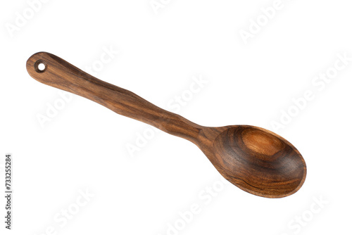 Handmade wooden spoon. Isolate on a white background.