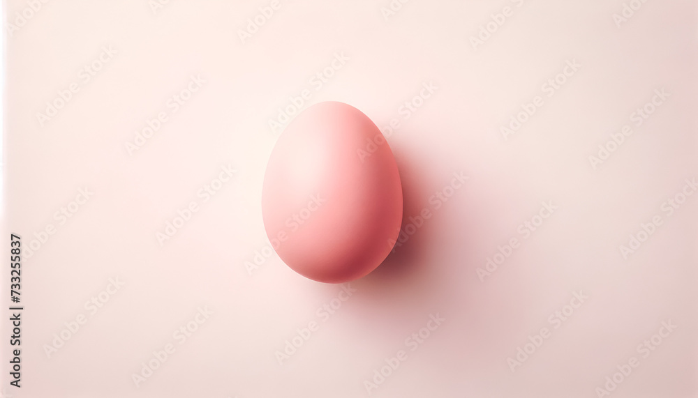 An Easter background, pink Easter egg top view on an pink background with great copy space