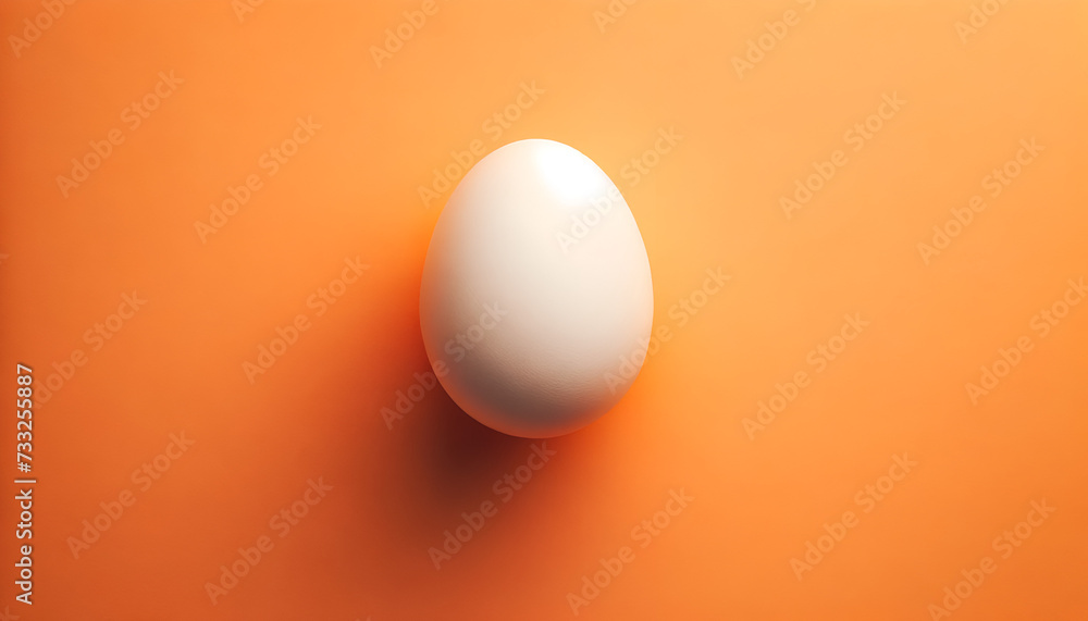 An Easter background, white Easter egg top view on an orange background with great copy space An Easter background, white Easter egg top view on an orange background with great copy space