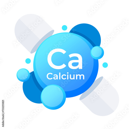Calcium Supplement Concept with Pill and Elemental Ca Symbol in a Clean Modern Design
