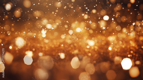 Abstract gold bokeh background, holiday celebration background with golden particles © TANBIR
