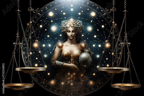 The personification of the zodiac sign Libra. Generative AI photo