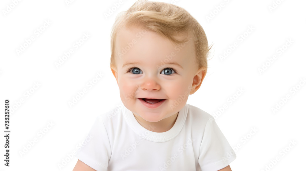 happy baby on white background