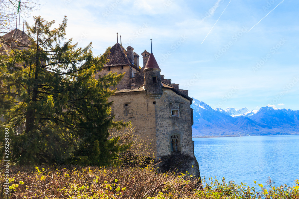 Chillon Castle on Lake Geneva near Montreux, Switzerland