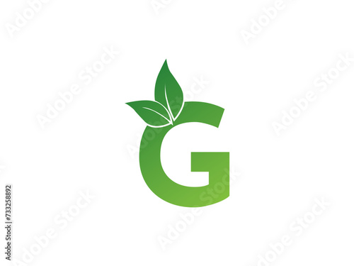 Letter G minimalist style logo. Vector illustration. Modern letter G abstract logo. Letter G for brand identity symbol mark design. Eco friendly leaf combination vector logo design. Combination mark.