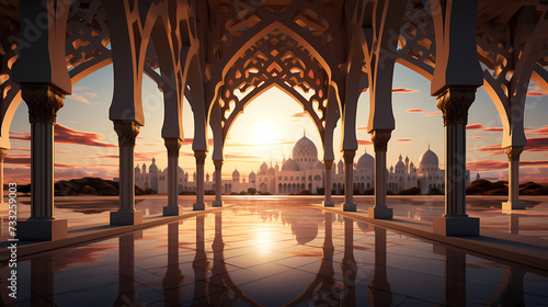 Ramadan background with mosque or lantern illustration © ma