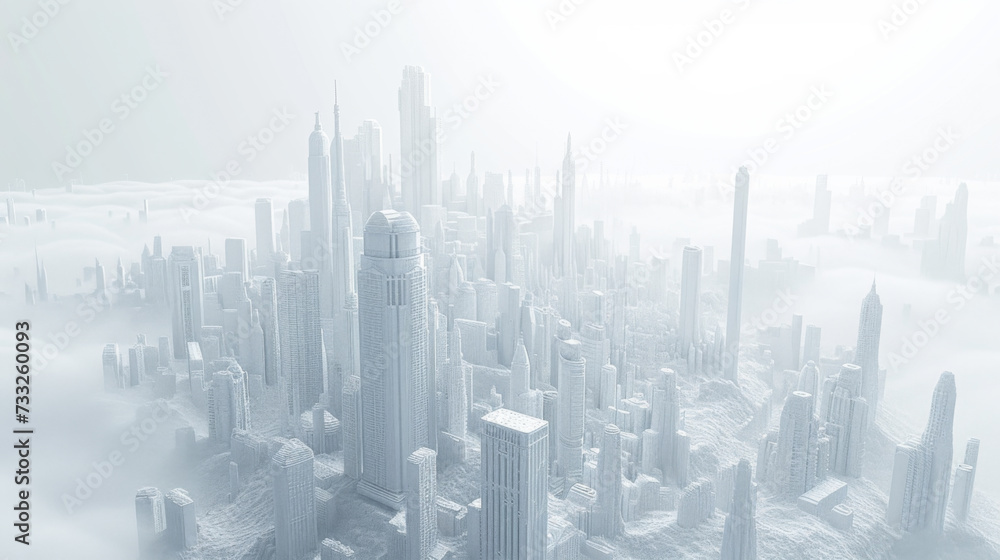 Fototapeta premium A city rendered in white.
