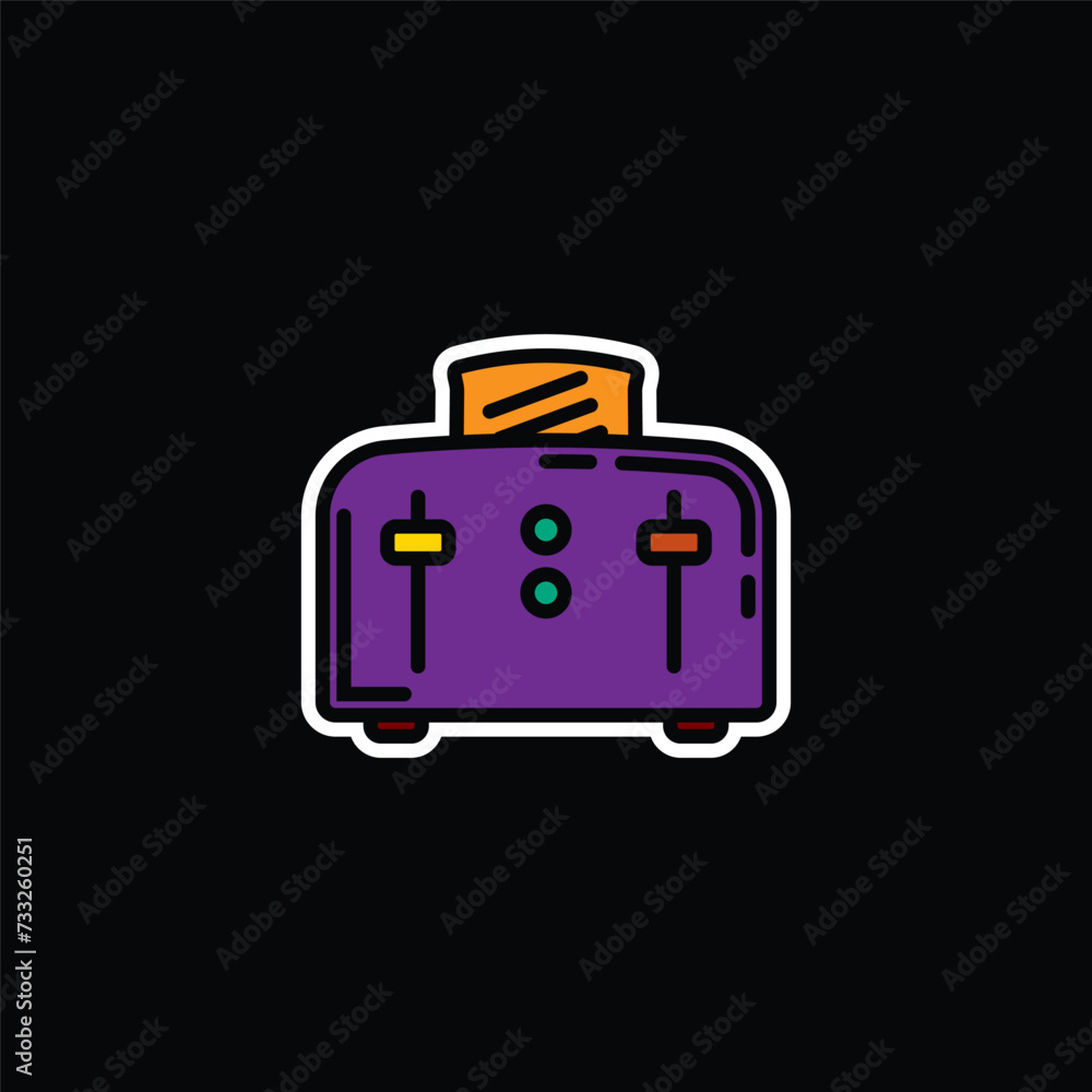 Original vector illustration. A contour icon. An electric appliance designed for fast toasting of flat pieces of bread. The toaster. A design element. Original vector illustration. A contour icon. An electric appliance designed for fast toasting of flat pieces of bread. The toaster. A design element.