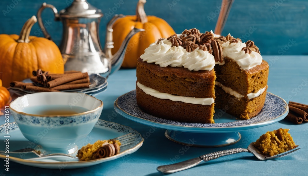 A slice of pumpkin pie with whipped cream on top A slice of pumpkin pie with whipped cream on top