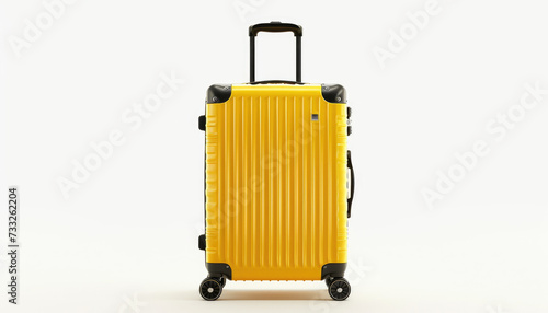 Vibrant Yellow Hardshell Luggage on White Background