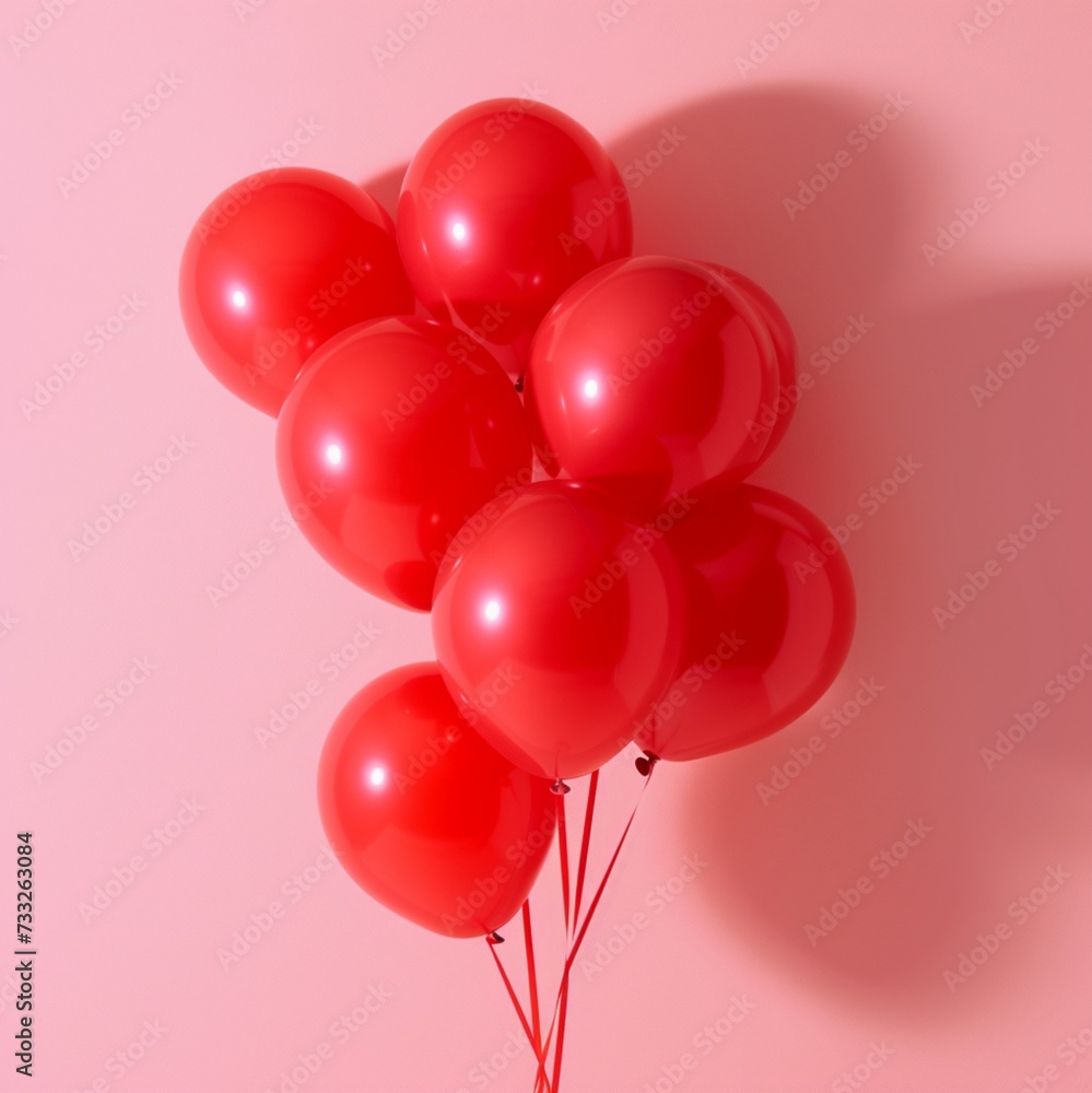 Red balloons on a pink background
