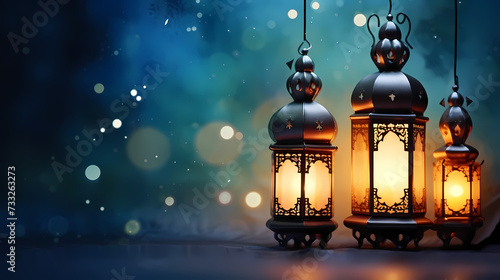 Ramadan background with mosque or lantern illustration © ma