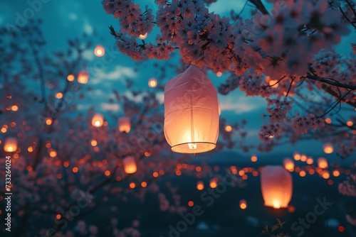 Taiwan Lantern Festival , Blossom Wish Lanterns: Write down your dreams and wishes on small paper lanterns and release them into the sky above the blossoms.