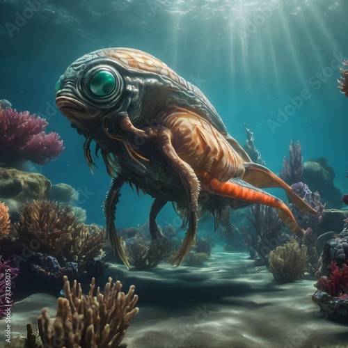 Creepy Creature In Ocean Background Very Cool © FITRIANTI