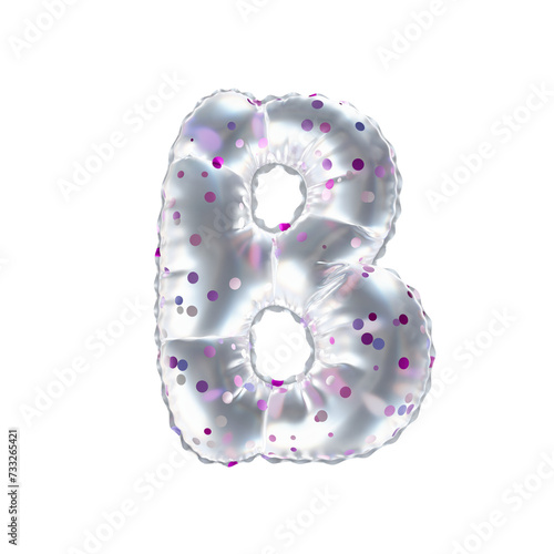 3D pink polka dot transparent helium balloon letter B