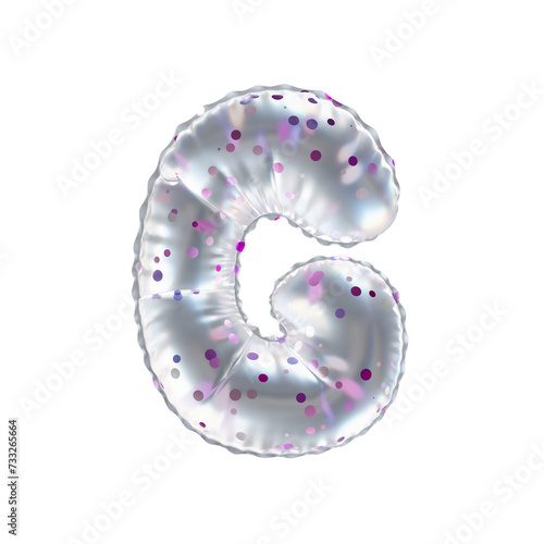 3D pink polka dot transparent helium balloon letter G