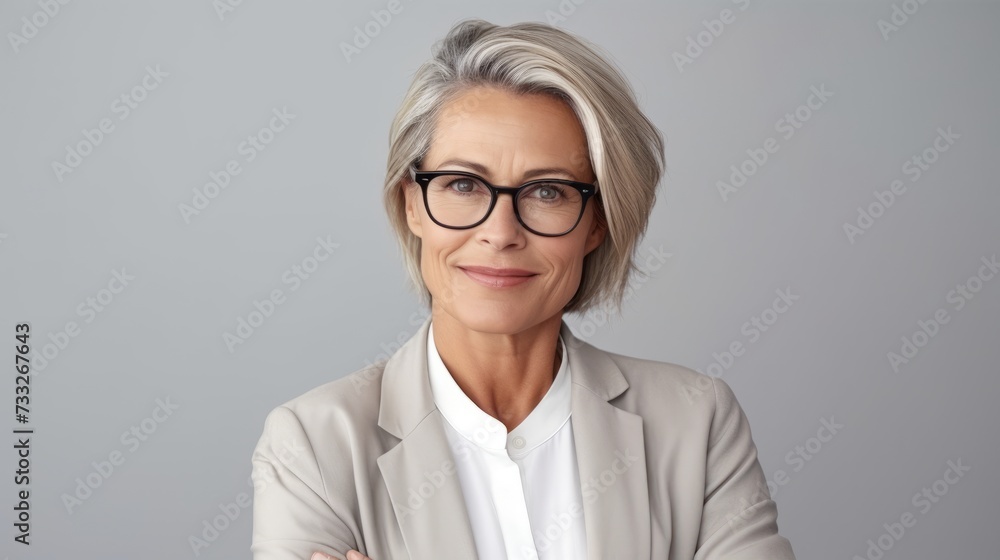 potrait of middle aged female CEO manager potrait of middle aged female CEO manager