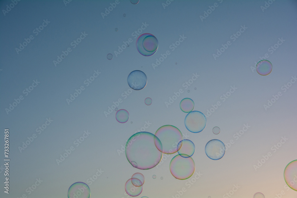 Lots of soap bubbles in the sky