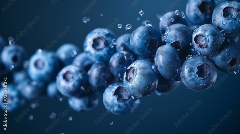Blueberries on dark blue background, flying. Blueberries on dark blue background, flying.