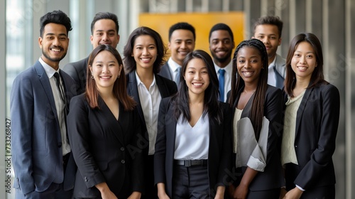 group of young business people with different ethnicity work together as a team