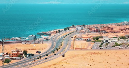 Wallpaper Mural Aerial view of a city wtih sea in background Torontodigital.ca