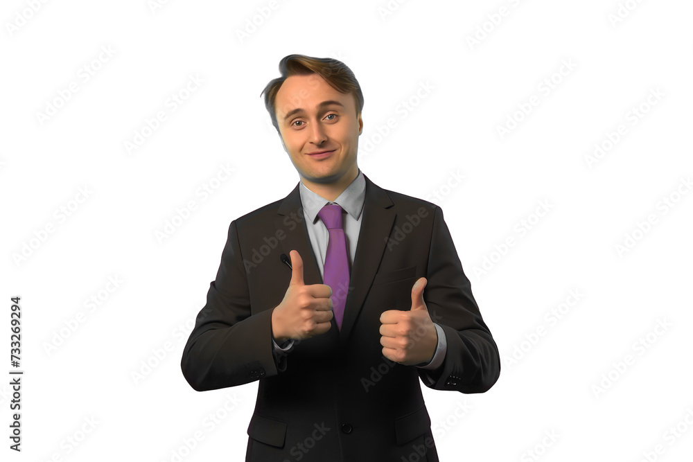 Bussiness man with thumbs up isolated transparent background Bussiness man with thumbs up isolated transparent background