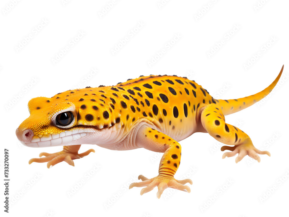 Leopard Gecko, isolated on a transparent or white background