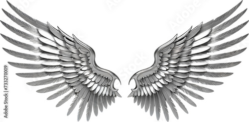 Metalic Silver Wing isolated on transparent background. Generative AI.