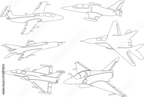 Air force aircraft vector collection design  for coloring book