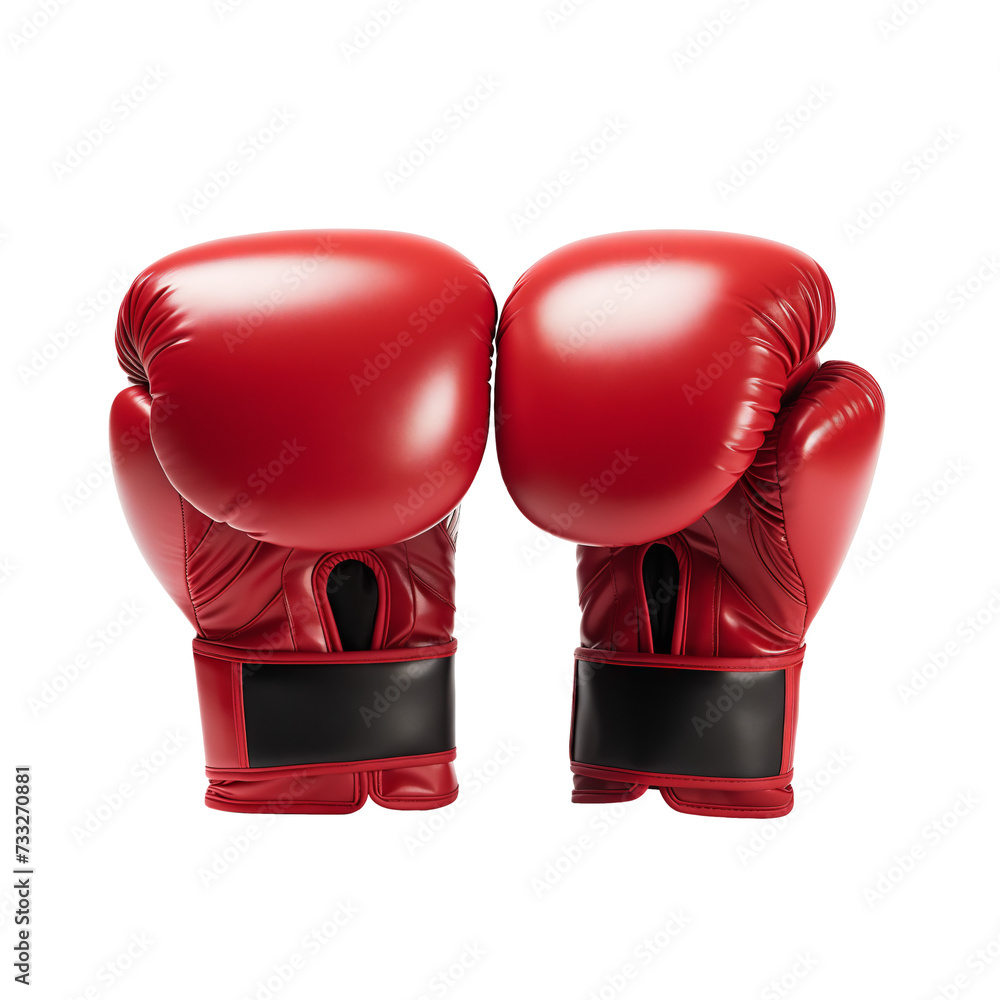 Red Boxing Gloves isolated on a transparent background.