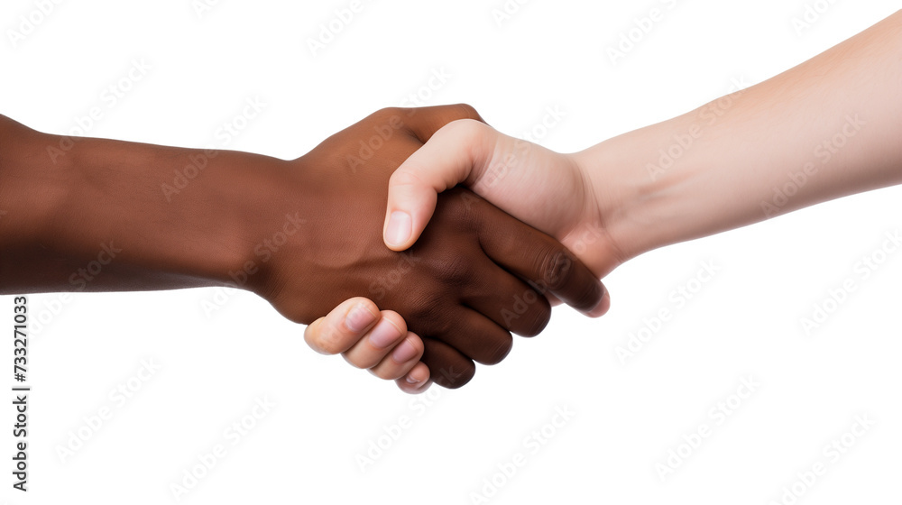 Black and White hand handshake isolated on a transparent background. Black and White hand handshake isolated on a transparent background.