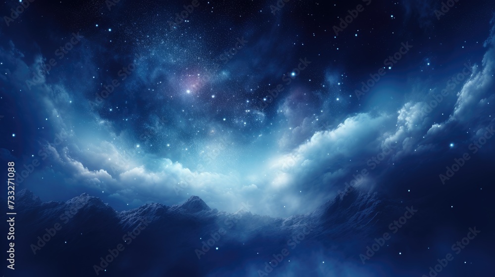Blue Moon Over the Milky Way: A Stunning Astronomy Banner of Romantic Night Skies and Space