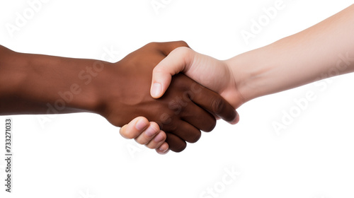 Black and White hand handshake isolated on a transparent background.