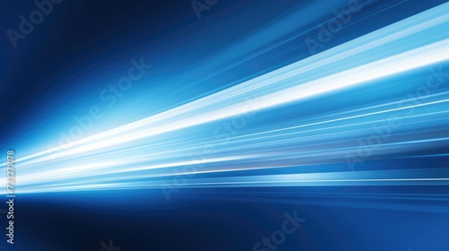 Blue Linear Motion Background with Abstract White Flares. Speed Effect with Glow and Abstract Light