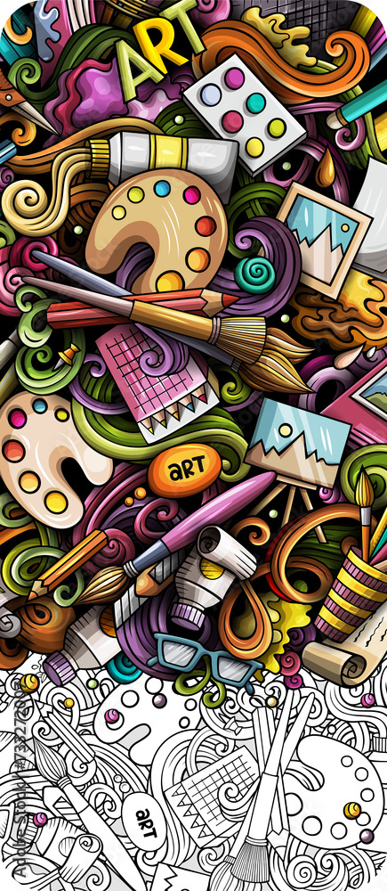 Fototapeta premium Artist tools cartoon illustration