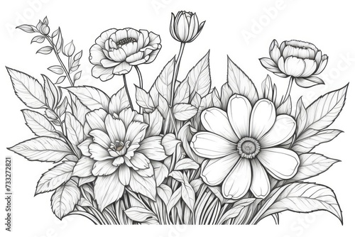 outline drawings of flowers for the coloring page