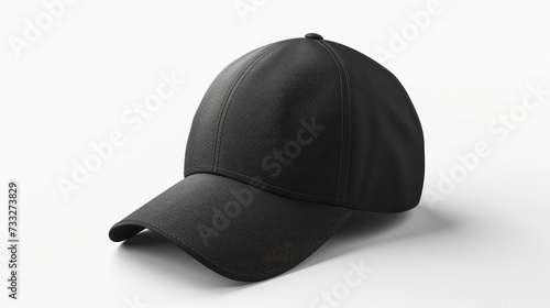Sleek Black Baseball Cap Isolated on White
