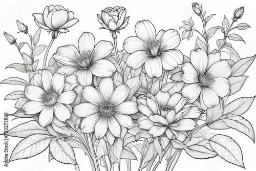 outline drawings of flowers for the coloring page