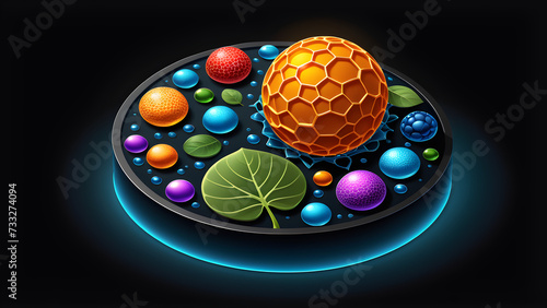 plant cell isolated on a black background photo